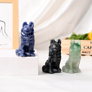 Venta caliente de alta calidad tallada a mano Reiki cuarzo <span class=keywords><strong>Wolfhound</strong></span> Material mixto cristal lobo para Decoración - Product Image 3