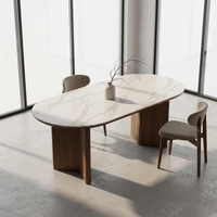 Table à manger ovale en bois massif de style américain moderne de luxe, fabrication directe d'usine, robuste, durable, écologique, garantie 5 ans