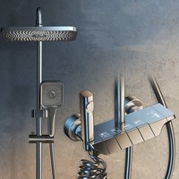 Ensemble de Douche Moderne et Populaire à Touches de Piano, Gris Anthracite, Mitigeur Eau Chaude et Froide Sous Pression en Laiton, Système de Douche