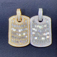 VVS Moissanite на заказ в стиле хип-хоп кулон со льдом 925 стерлингового серебра прямоугольной формы модные подвески цепочка мужские ювелирные изделия подарок