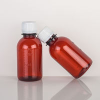 Bouteille vide en plastique PET de 120 ml (4 oz) pour médicaments liquides, bouteille ambrée pour sirop contre la toux