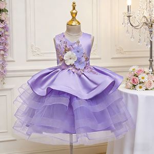 Vestido <span class=keywords><strong>de</strong></span> Lavanda para Niña Pequeña, Vestido Formal con Volantes, Traje <span class=keywords><strong>de</strong></span> Fiesta <span class=keywords><strong>de</strong></span> Cumpleaños para Bebé, Vestido <span class=keywords><strong>de</strong></span> Princesa para Niña <span class=keywords><strong>de</strong></span> las Flores en Bodas - Product Image 6