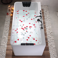 Baignoire balnéo autoportante en acrylique, rectangulaire, avec hydromassage SPA, 7 jets d'eau, bain profond moderne pour salle de bain d'hôtel