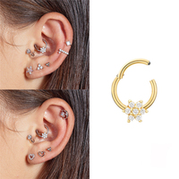 Neuer Vergoldeter 925 Sterling Silber Trendiger Einzelner Zirkon Knorpel-Piercing Schmuck Ohrring Geschenk Party