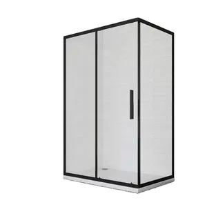 Black Bathroom Shower Cabin Framed Rectangular Shower Enclosure Bathroom Shower Glass Door