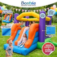 Château gonflable de jardin avec deux toboggans, en PVC durable, pour le divertissement familial