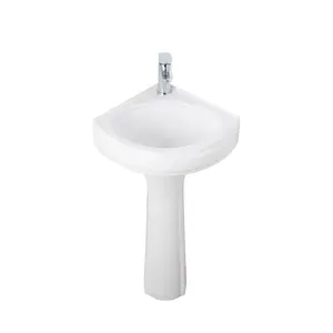 Export standard cheap price bathroom ceramic corner wash basin with pedestal