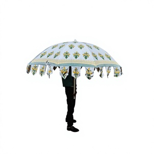 Parasol indien en coton imprimé à la main, protection solaire, robuste, motif floral, nouveauté indienne - Product Image 3