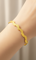 Bracelet en laiton plaqué or 24 carats, design plat givré, style géométrique tendance, unisexe, idéal pour la vente en gros de bijoux, fabrication de moules