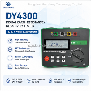 DUOYI DY4300 Medidor Digital de Resistencia a <span class=keywords><strong>Tierra</strong></span> de 2/3/4 Cables, 20kOhm, Medidor de Resistividad del Suelo con Tecnología Anti-Interferencia FFT - Product Image 1