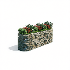 Jardinera Elevada de Gabión, de Hierro Galvanizado Plateado, para Vegetales, Estilo Simple D0100H7CTTT - Product Image 1