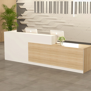 Phong cách hiện đại màu sắc Logo tùy biến phía trước bàn đá cẩm thạch và gỗ vật liệu tiếp tân bàn Beauty Salon - Product Image 1