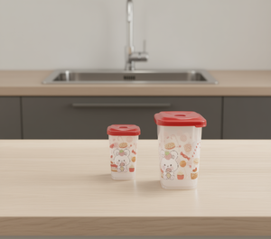 Contenants de rangement pour cuisine 850ml 1.5L 2.5L avec couvercle, conservation de la fraîcheur des aliments, empilables, design cartoon - Product Image 2