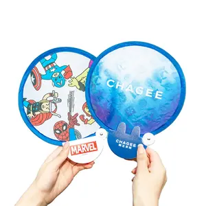 Factory direct sales custom printing promotional outdoor sports toy foldable nylon round folding hand fan