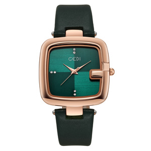 Reloj de cuarzo con esfera cuadrada para mujer, reloj de pulsera con correa de cuero multicolor a la moda - Product Image 4