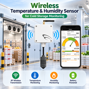 Capteur de température et d'humidité sans fil pour usage intérieur/extérieur, application de stockage à froid, alimenté par batterie, transmission sans fil RF - Product Image 1