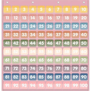 Tableau des nombres à 100 poches, 9x9 pouces, outil d'apprentissage des mathématiques en plastique pour les enseignants en classe et à domicile - Product Image 1