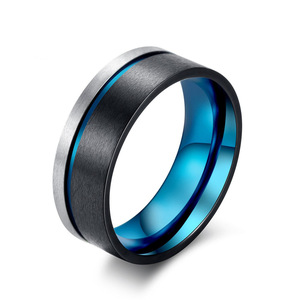 Anillos de moda para hombre, diseño geométrico en negro y azul, joyería de uso diario K R237 - Product Image 5