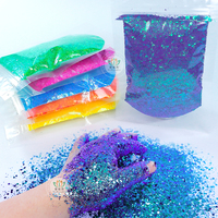 En stock – Sachet de 2 oz de paillettes holographiques hexagonales, mélange de sequins épais pour nail art, artisanat, résine et gobelets