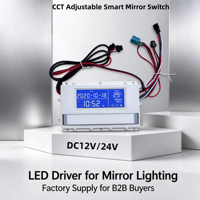 Kontroler Peredupan Cermin Kamar Mandi Hotel dengan Sensor Sentuh, Smart DC 24V IP54, Enam Tombol, Dilengkapi Speaker dan Tampilan Waktu