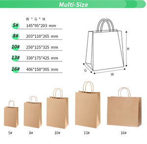 Sacs en papier kraft personnalisés marron, petit MOQ, avec logo imprimé, pour le shopping, les cadeaux, les petites entreprises, avec poignées - Product Image 3