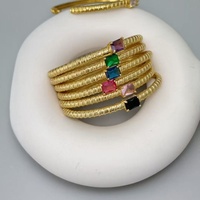 Bracelets de luxe plaqués or 18 carats avec pierres précieuses colorées pour femmes, élégant bracelet ouvert en zirconia taille baguette, bijoux en gros