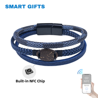Bracelet NFC en coquille de noix de coco avec chaîne en cuir, cadeaux intelligents pour les vacances et les anniversaires, cadeau RFID, étiquette de contrôle d'accès en coquille de noix de coco, OEM/ODM