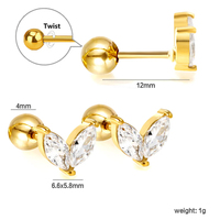 Boucles d'oreilles ZSZL pour femmes en acier inoxydable 6,6*5,8 mm, boules en acier, petites boutons de semis, diamants blancs brillants, accessoires d'oreille