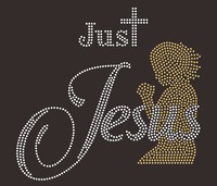 Jésus visage pochoir Portrait strass modèle Hot Fix fer chrétien Patch jésus strass transfert Motif Applique fait verre