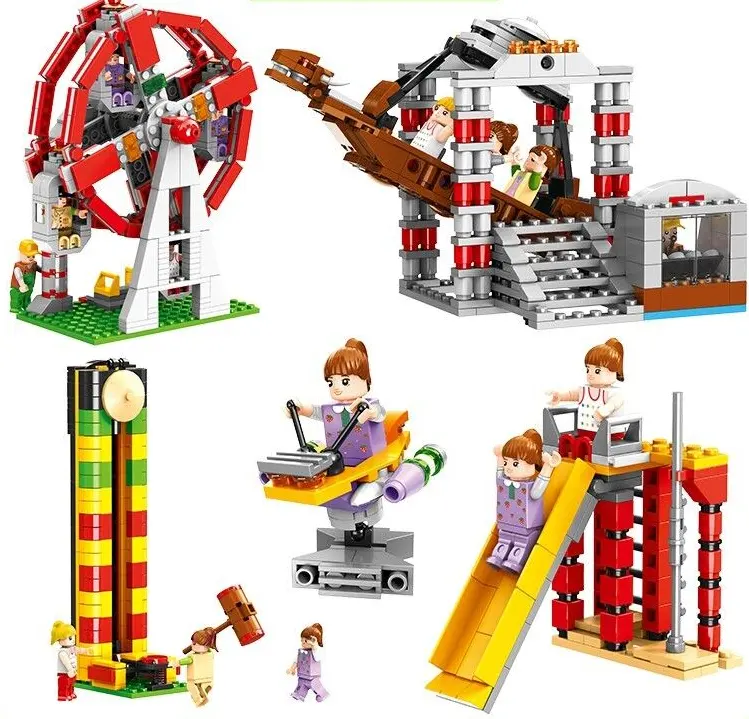Bouw Bouwstenen Speelgoed en Plastic Materiaal Meisjes Speeltuin bouwstenen Kasteel Speelgoed voor Kids