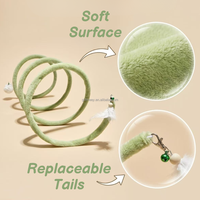 Tunnel spirale pour chat de grande taille (12 pouces), jouet auto-entretenant pliable avec plumes et clochette