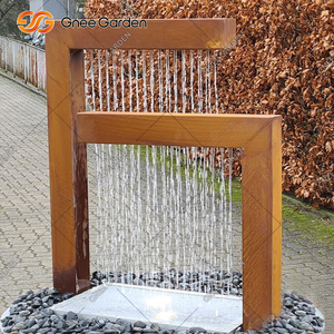Fontaine de jardin en acier Corten rouillé rouge avec cascade LED extérieure pour bassins, jardins, piscines et murs – Design Art Déco résistant aux intempéries - Product Image 6