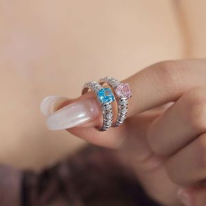 Dylam Oem Odm Jewelry Supplier S925 Silver Rhodium Plated Eternity Band Sapphire 1.25ct 8A Crushed <b>Iced</b> Out Cut Zirconia <b>Rings</b> - Product Image 2