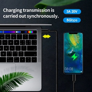Pd sạc nhanh 5gbps USB3.0 cáp dữ liệu 60W 20V 3A 3m 2m Type-C vỏ nhôm & nylon bện đô<span class=keywords><strong>i</strong></span> Type-C màu đen cho máy ảnh - Product Image 5
