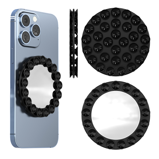 Round Double-Sided Suction Cup Selfie Mirror -Smartphone Rear Camera Live Streaming Makeup Touch-up Reflective Mirror