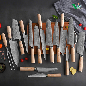 Chef japonés Kiritsuke Santoku Deba Juego de cuchillos para pelar 14Cr Core S35VN Polvo 67 Capas Acero Damasco Mango de madera Cuchillos de cocina