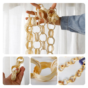 Décoration murale en chaîne de bambou tissée, forme irrégulière, style rustique, décoration d'intérieur, emballage en une seule pièce - Product Image 4