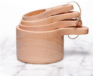 Kit cuillères-mesure du café écologiques, 4 pièces, Logo personnalisé, outil de cuisine, bois de hêtre, tasse à mesurer - Product Image 1