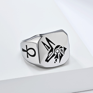 Anello Vintage Anubis patrono santo 316L in acciaio inossidabile antico dio egizio della morte <span class=keywords><strong>sciacallo</strong></span> testa Hip Hop gioielli di moda da uomo - Product Image 3