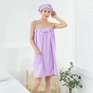 Prêt à expédier robe de bain sexy arc enveloppé corps mode serviette en microfibre serviette de bain portable maison douce cheveux serviette wrap ensemble