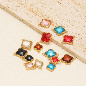 <span class=keywords><strong>Pendentif</strong></span> trèfle en verre plaqué <span class=keywords><strong>or</strong></span> PVD 18 carats en acier inoxydable 13 mm 17 mm, breloques trèfle à quatre <span class=keywords><strong>feuilles</strong></span> pour la fabrication de bijoux et accessoires - Product Image 4