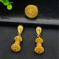 Parure de bijoux vintage plaqué or 24 carats avec long collier, bague, bracelet et boucles d'oreilles pour femme - Vente en gros