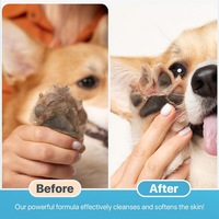 Label privé nettoyant pour pattes de chien sans rinçage avec brosse en silicone mousse magique shampooing sec sans eau nettoyant pour pattes d'animaux de compagnie pour chiens et chats