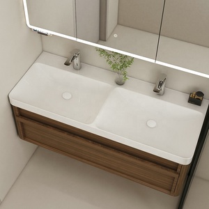Meubles-lavabos de salle de bain de luxe pour hôtels commerciaux, ensemble de meubles-lavabos flottants de 48 pouces avec double vasque - Product Image 2