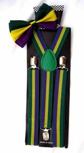 Mardi Gras Apparel <span class=keywords><strong>Hombre</strong></span> Mujer Pajarita Púrpura Verde Oro Color Lentejuelas Pajarita <span class=keywords><strong>Tirantes</strong></span> Para Fat Tuesday Throw Party Supplies - Product Image 5
