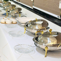 Nouveauté Fournitures de buffet en acier inoxydable Équipement de restauration commerciale Pot à soupe Chauffe-plats avec support en or