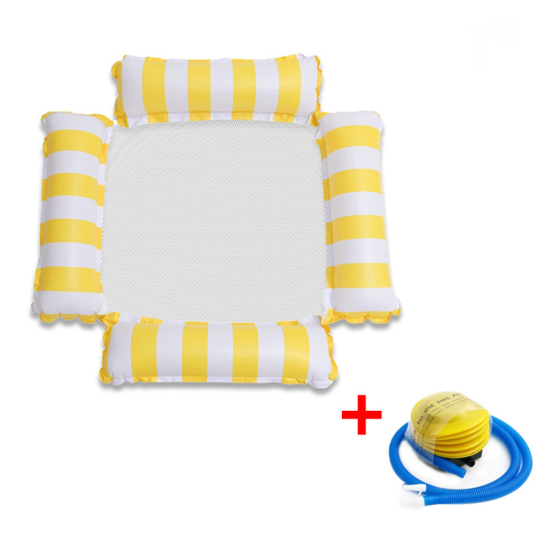 Four-tube striped floating raft-yellow pump-small head