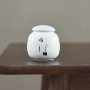 Recipiente de cerámica china para té, pequeño, redondo, con tapa, para viaje, almacenamiento de té suelto, contenedor hermético, estilo Bai Ru - Product Image 2