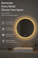 Miroir LED intelligent lumineux sur mesure, anti-buée, à intensité variable tactile, avec haut-parleur Bluetooth, IP44, CE, RoHS, OEM, 3000K-6000K, directement de l'usine