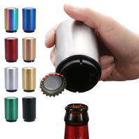 Ouvre-bouteille magnétique en métal, automatique, Push-up, personnalisé, ouvre-bouteille de bière rond en acier inoxydable avec aimant